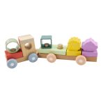 Fisher-Price Wood And Silicone Stacking Train, 9-Piece Baby & Toddler Activity Toy