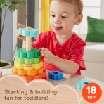 Fisher-Price Wooden Ring Stacker Toddler Fine Motor Toy, 10 Wood Pieces - Image 2