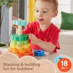Fisher-Price Wooden Ring Stacker Toddler Fine Motor Toy, 10 Wood Pieces - Image 2