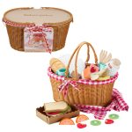 Fisher-Price Wood Pretend Play Toy Picnic Basket, 31-Piece Wooden Food Playset For Preschool Kids Ages 3+ Years