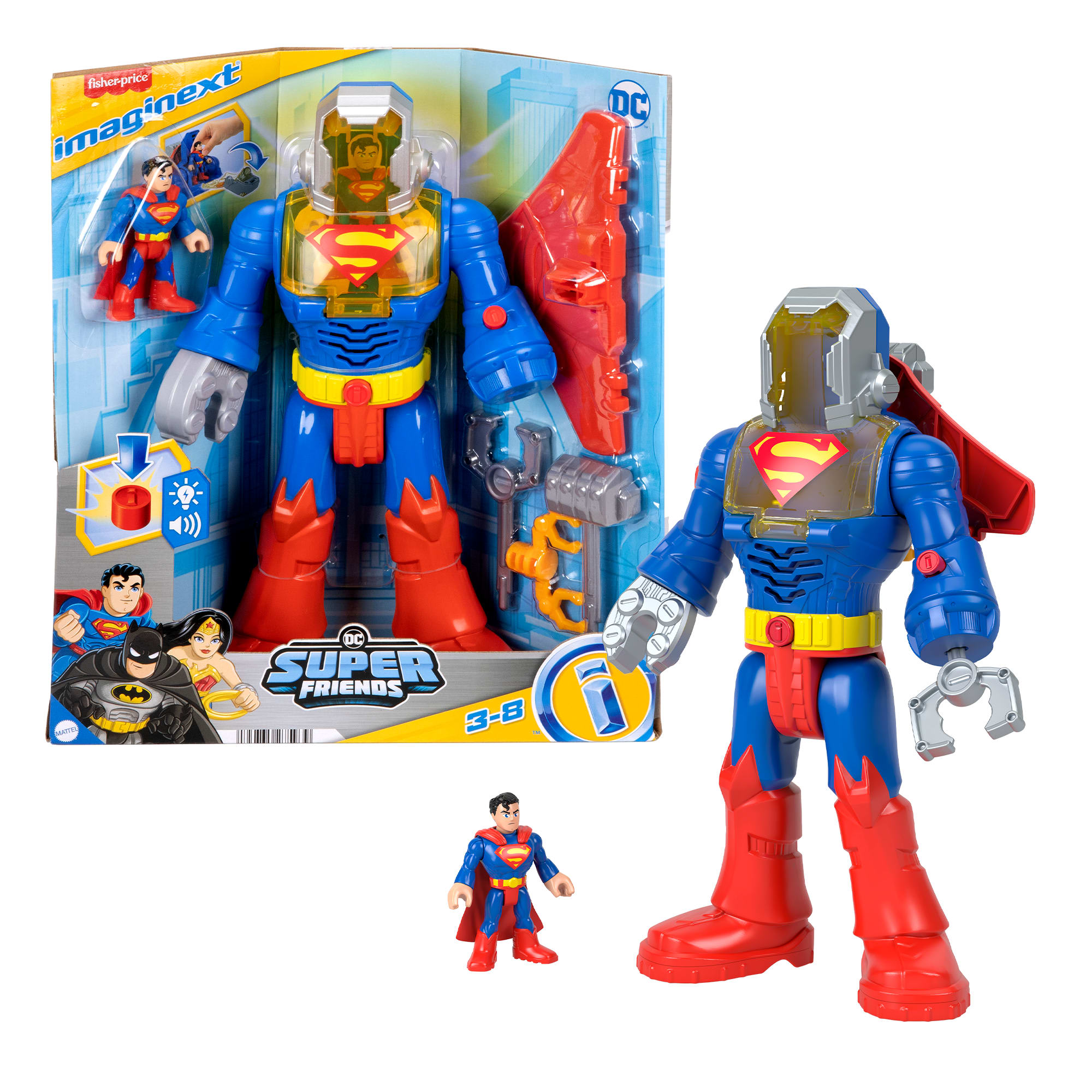 cq1u40ie83ywwcvrcigu Imaginext DC Super Friends Superman Insider & Exo Suit Robot With Lights & Sounds, 6 Pieces - Image 1