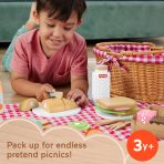 Fisher-Price Wood Pretend Play Toy Picnic Basket, 31-Piece Wooden Food Playset For Preschool Kids Ages 3+ Years - Image 2