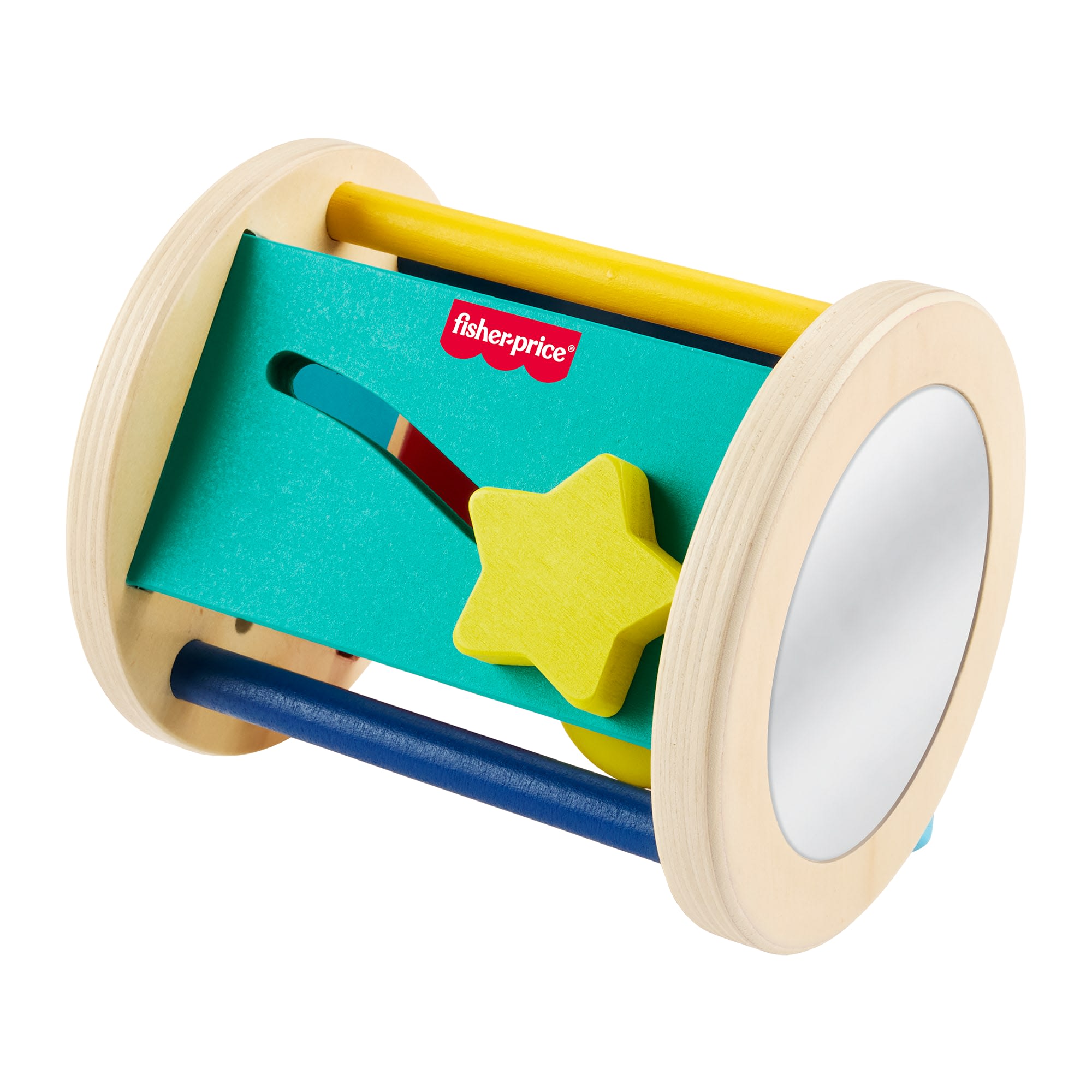 d2075beceea60055ff7ee034de11f26ebe09d954 Fisher-Price Wooden Crawl After Roller Baby Activity Toy For Sensory & Motor Skills Development - Image 1