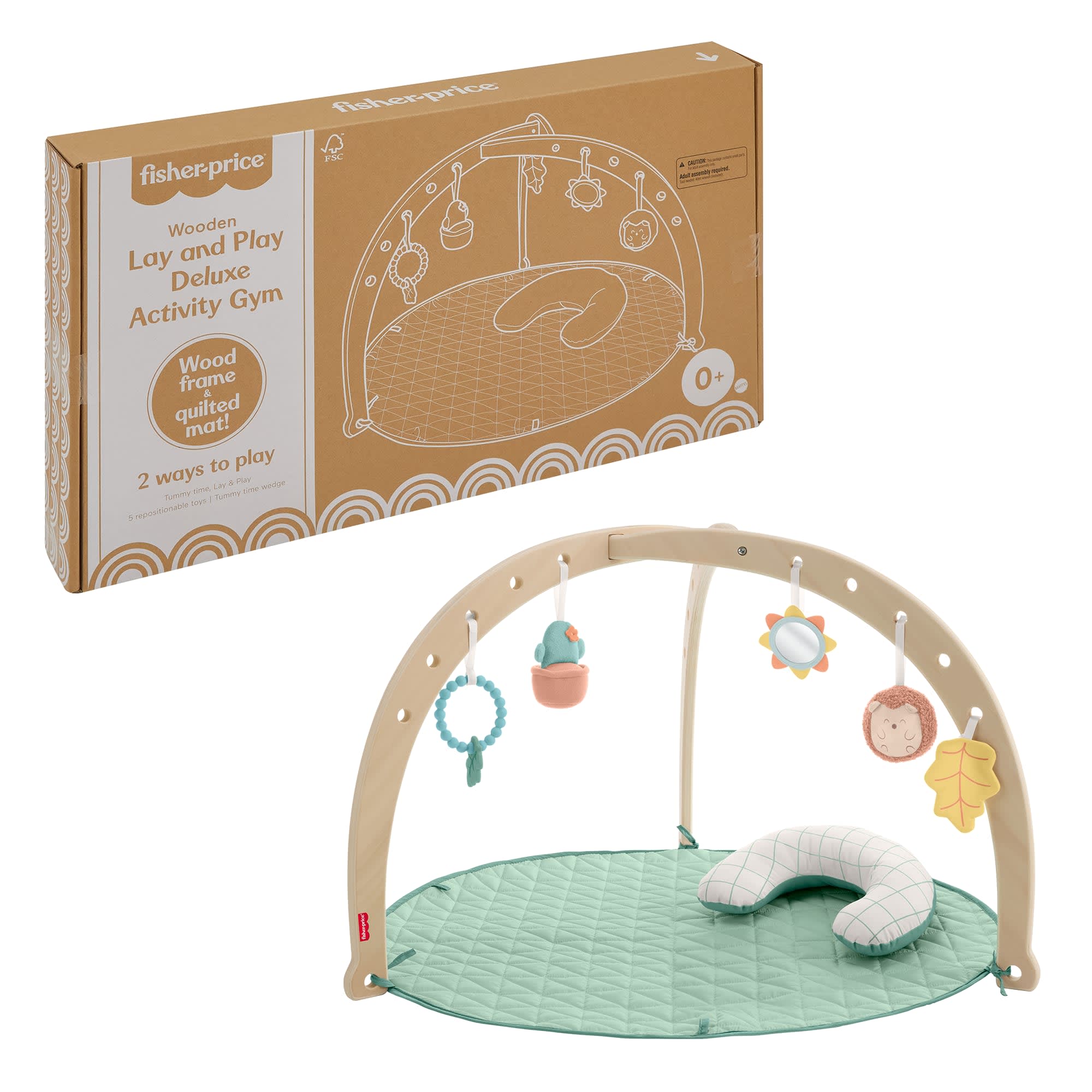 d9acaea9d9d2da24881889825ad67cb79d570fc4 Fisher-Price Wooden Lay And Play Deluxe Activity Gym Baby Playmat With Developmental Toys - Image 1