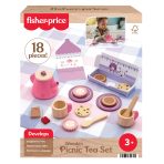 Fisher-Price Wooden Picnic Tea Set For Kids With Blanket, Wood Cups & Saucers, 18 Pieces - Image 6