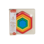 Fisher-Price Wooden Mini Rainbow Jigsaw Puzzle Hexagon For Toddlers & Kids, 5 Wood Pieces - Image 6