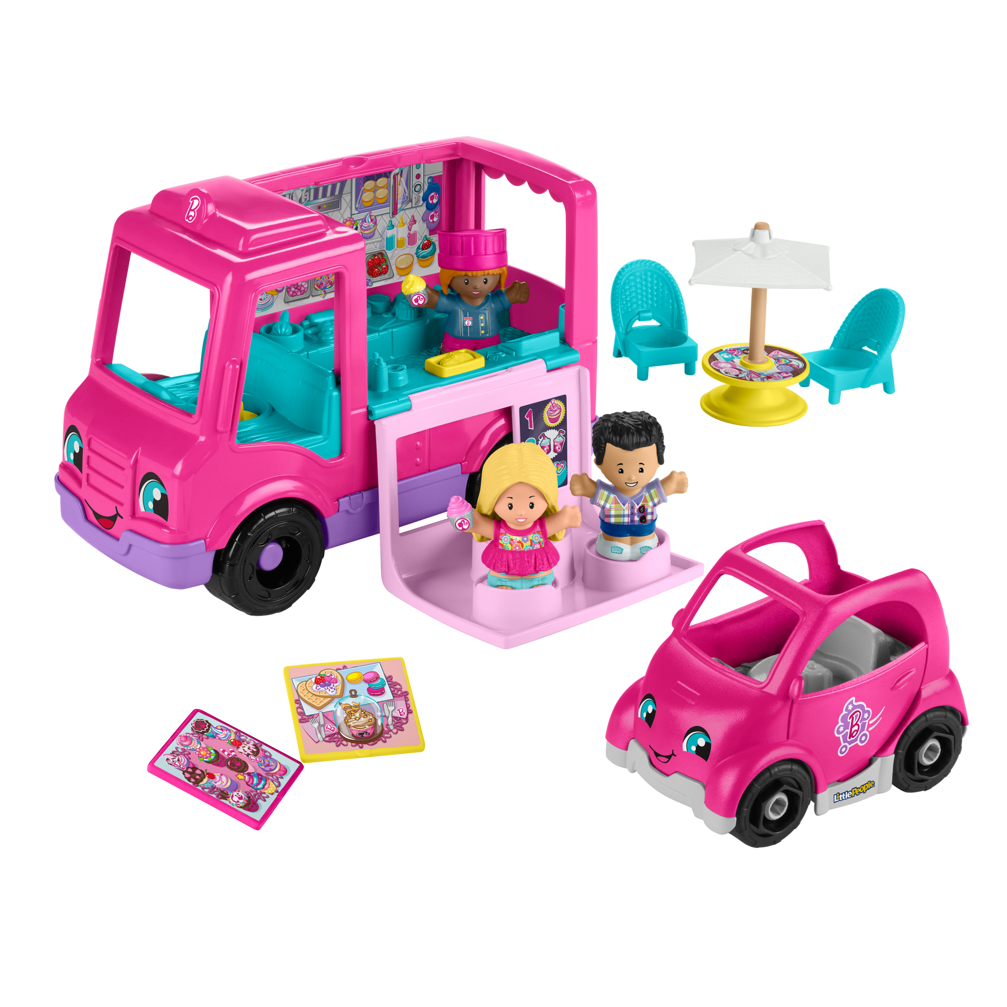 dw9zy5imutg4ljozwuol_7537d97b-b866-4cfe-8c2c-3ce7be67bf2f Barbie Cupcake Truck By Little People - Image 1