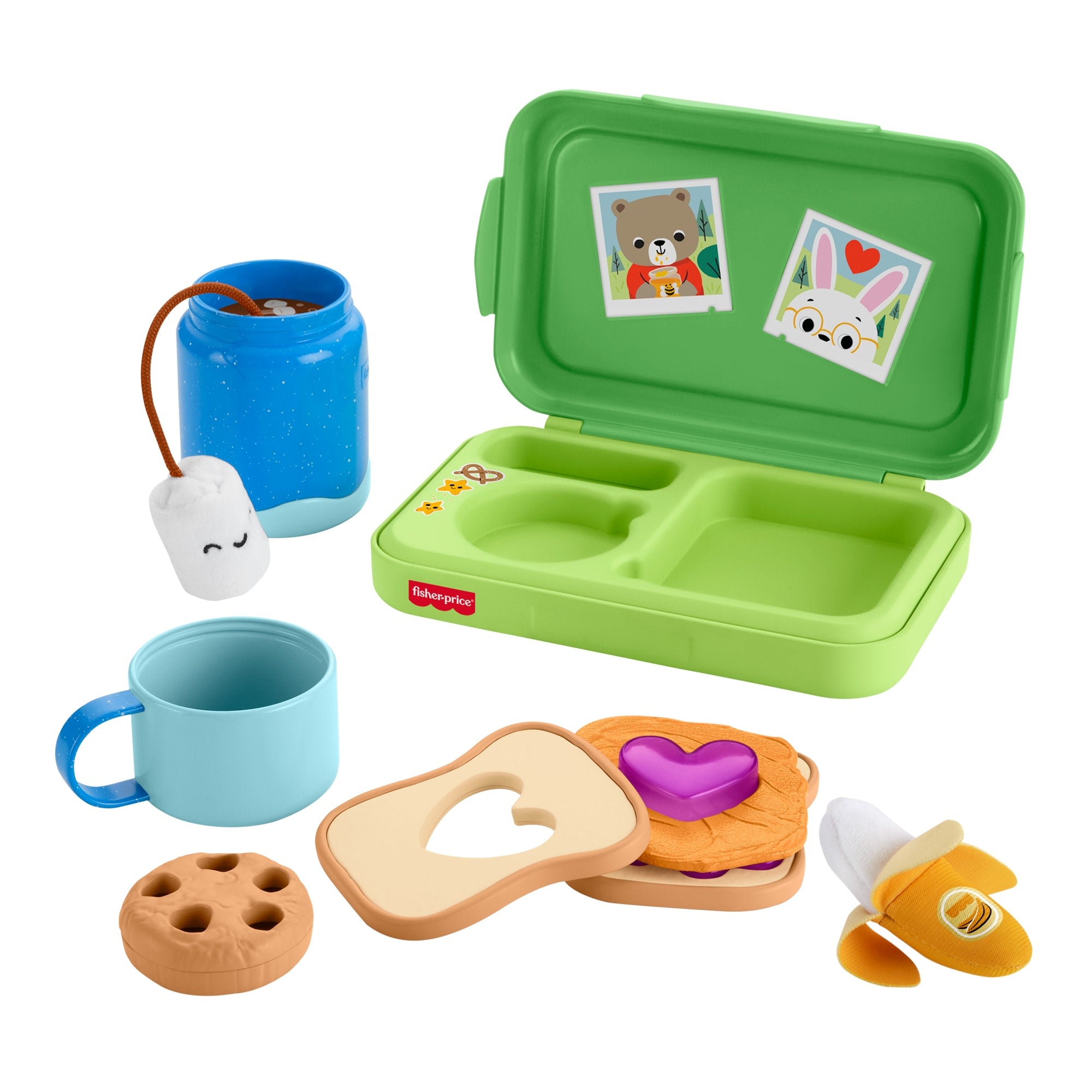 e749e091de3e4ac75e51982eac07085ac3b9b991 Fisher-Price Friendship Forest Activity Lunchbox, Pretend Food Play Toy For Toddlers, 9 Pieces - Image 1