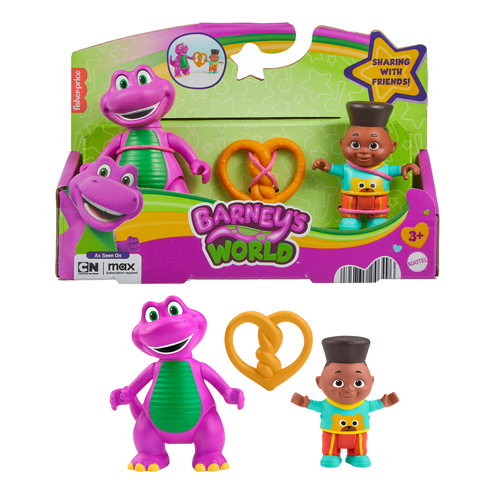 egkqupbjizl70sx7hbfl_d46070b5-3b12-4a0a-ab6a-8b4311094993 Fisher-Price Barney's World Barney's Friend David & Barney Figure Set For Kids, 3 Toys - Image 1