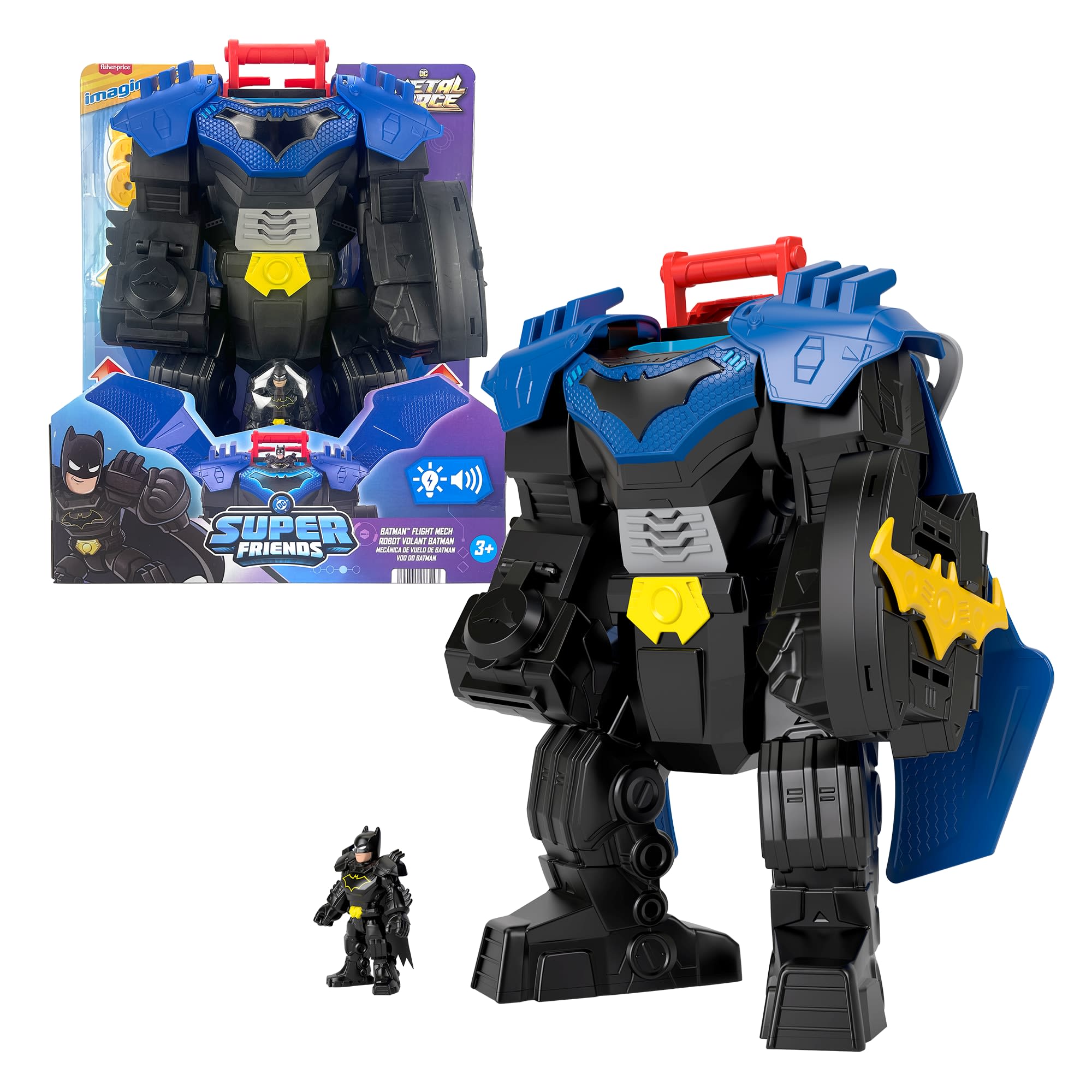 f8d63a30c9470d1685e2a385a3d76ea7616fef90 Fisher-Price Imaginext DC Super Friends Batman Flight Mech Toy With Lights, Sounds & Action Figure - Image 1