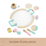 Fisher-Price Wood Pretend Play Toy Tea Set, 12-Piece Wooden Playset With Teapot, Cups & Saucers For Preschool Kids Ages 3+ Years - Image 5