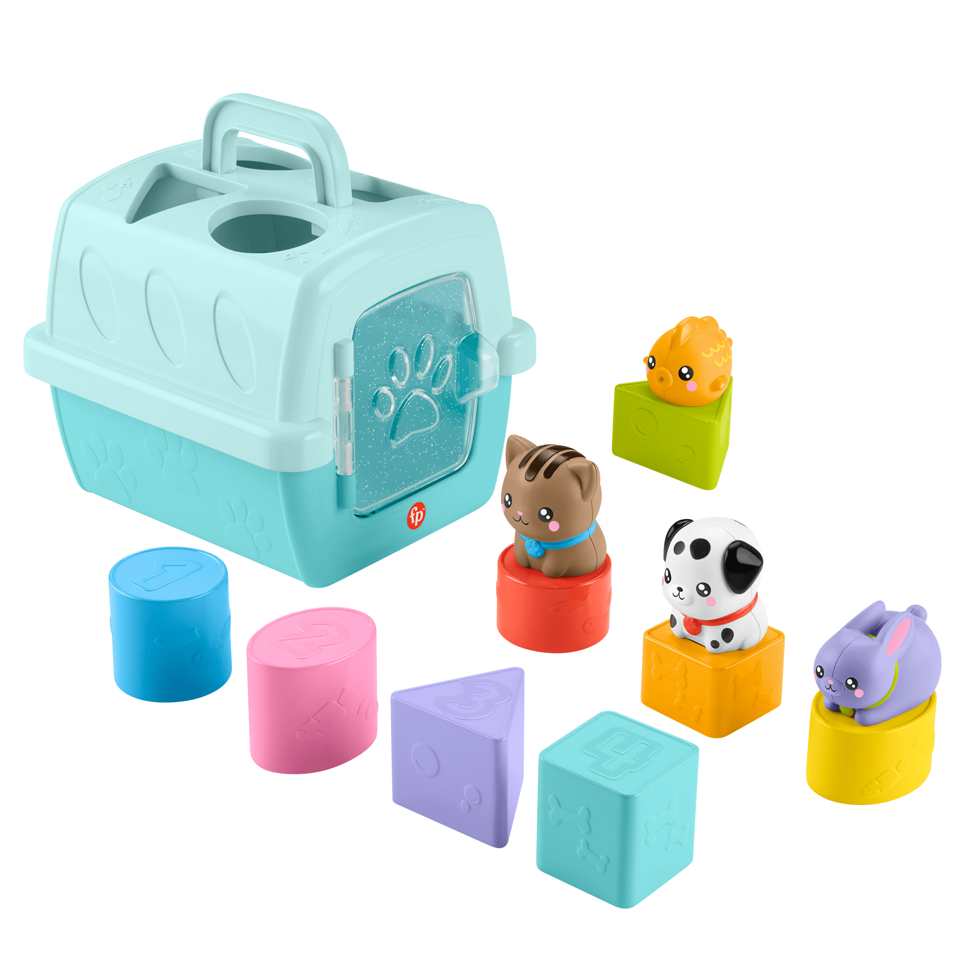 ha5ijrqpevudg4aluitz_ff31c2ac-8ec6-483a-a7e7-79143ee559b4 Fisher-Price Fp Pets Sort & Stow Pet Carrier Baby & Toddler Shape Sorting Toy, 8 Blocks - Image 1