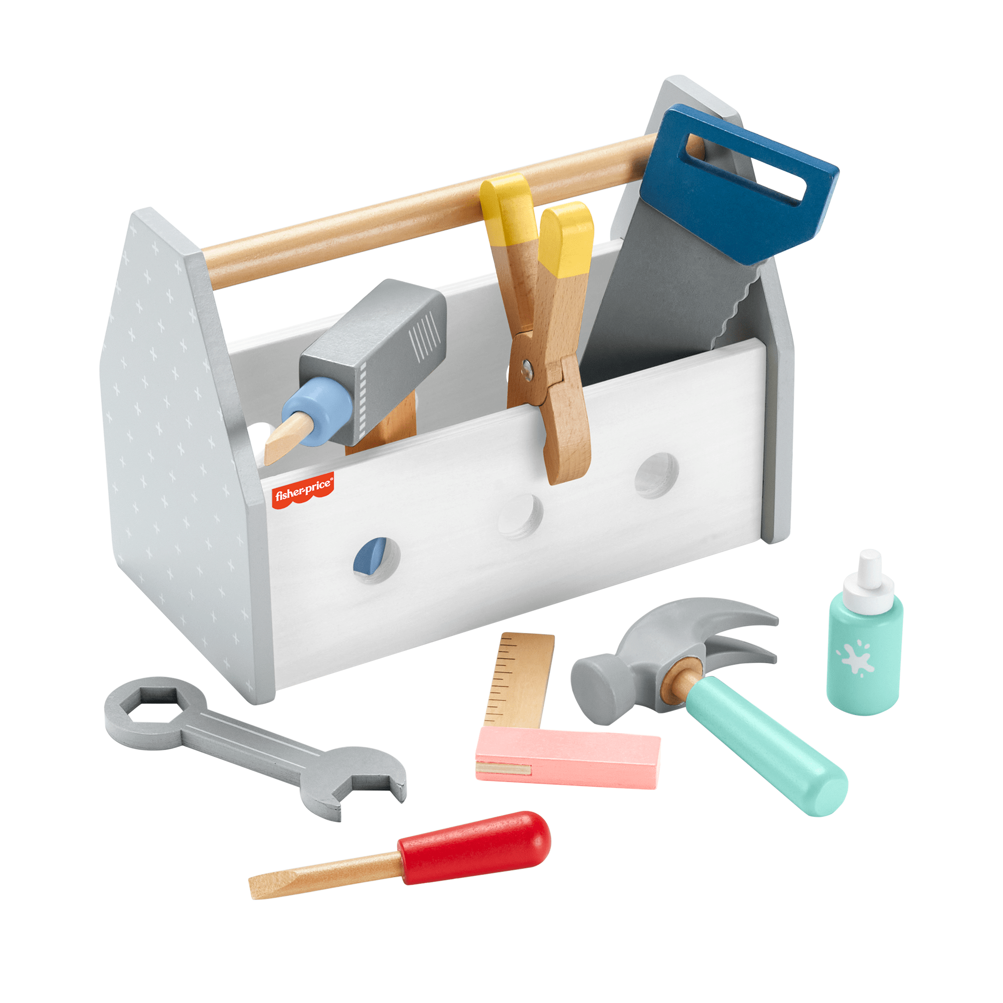hxygzdxo5s4fmmu6zqpi_79018df8-d425-46b6-9b94-231320cb80e5 Fisher-Price Wooden Tool Box Set For Preschool Pretend Play, 9 Wood Pieces - Image 1