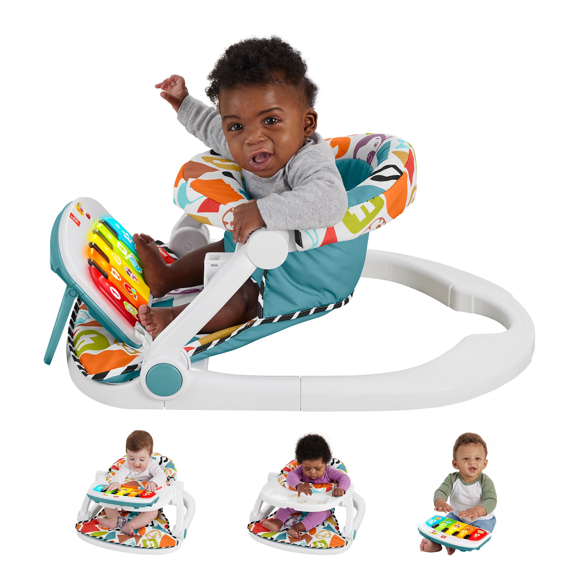 iloyk4bmgpfu4xp73c6b Fisher-Price Deluxe Kick & Play Sit-Me-Up Floor Seat Infant Chair With Piano Learning Toy - Image 1