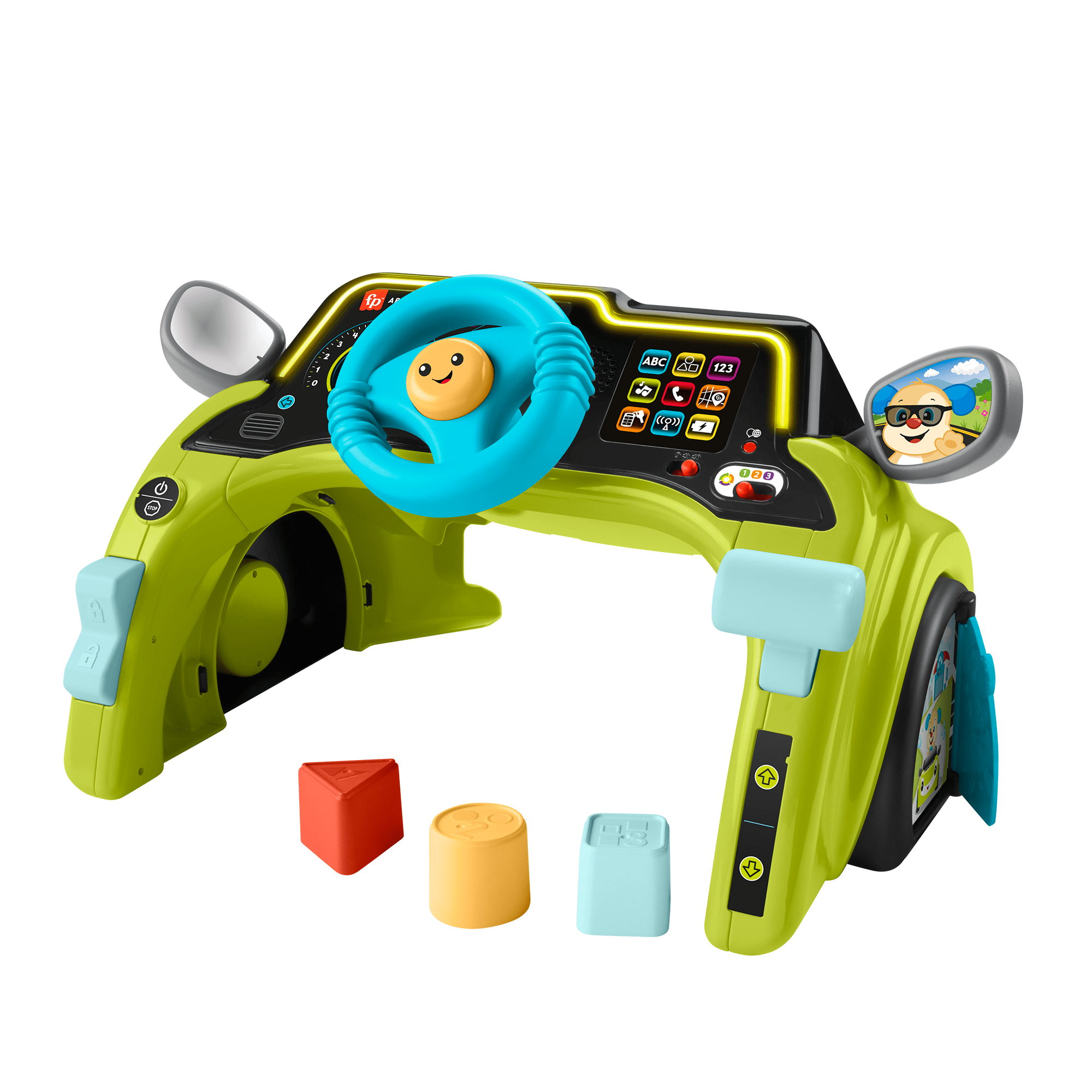 jqvf23d3weit18ux3npy_fce5cf95-e7de-43fc-a903-8ee2f57cff2a Fisher-Price Laugh & Learn Sit & Steer Driver Activity Center Baby & Toddler Learning Toy, Multilanguage Version - Image 1