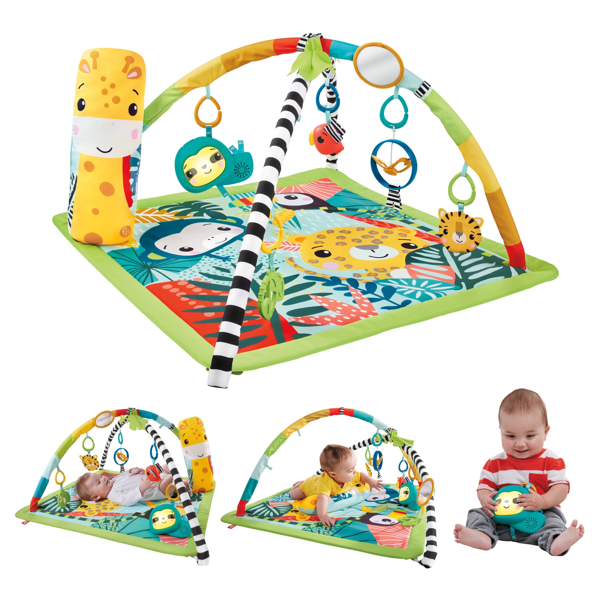kgo7f8feogurb5vqbcqk Fisher-Price 3-in-1 Baby & Toddler Gym, Baby Play Mat & Sensory Toys For Tummy Time, Rainforest - Image 1
