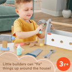 Fisher-Price Wooden Tool Box Set For Preschool Pretend Play, 9 Wood Pieces - Image 2