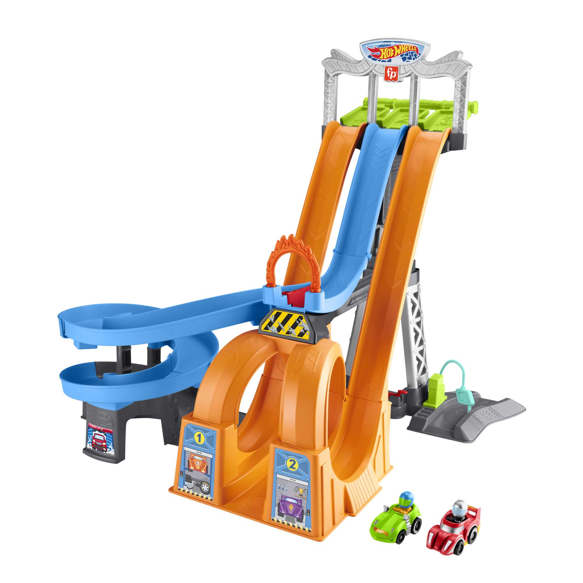 l5fhfmxl27vih4qe8o7g_c760a3b5-1205-46f0-9274-7616ead362b8 Little People Hot Wheels La Tour des Boucles de Course - Image 1