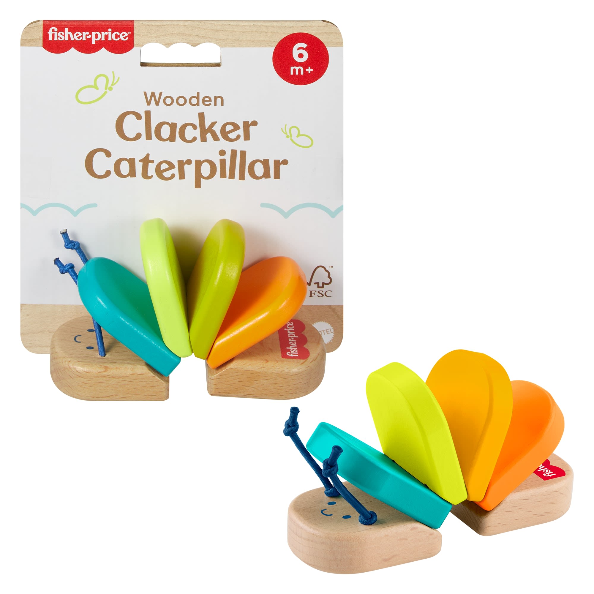 liqxdis5szdvciq2ghzv Fisher-Price Wooden Clacker Caterpillar Developmental Activity Rattle Toy For Baby, 1 Wood Piece - Image 1