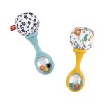 Fisher-Price Baby Rattle 'n Rock Maracas Toys, Set Of 2 For infants 3+ Months, High Contrast