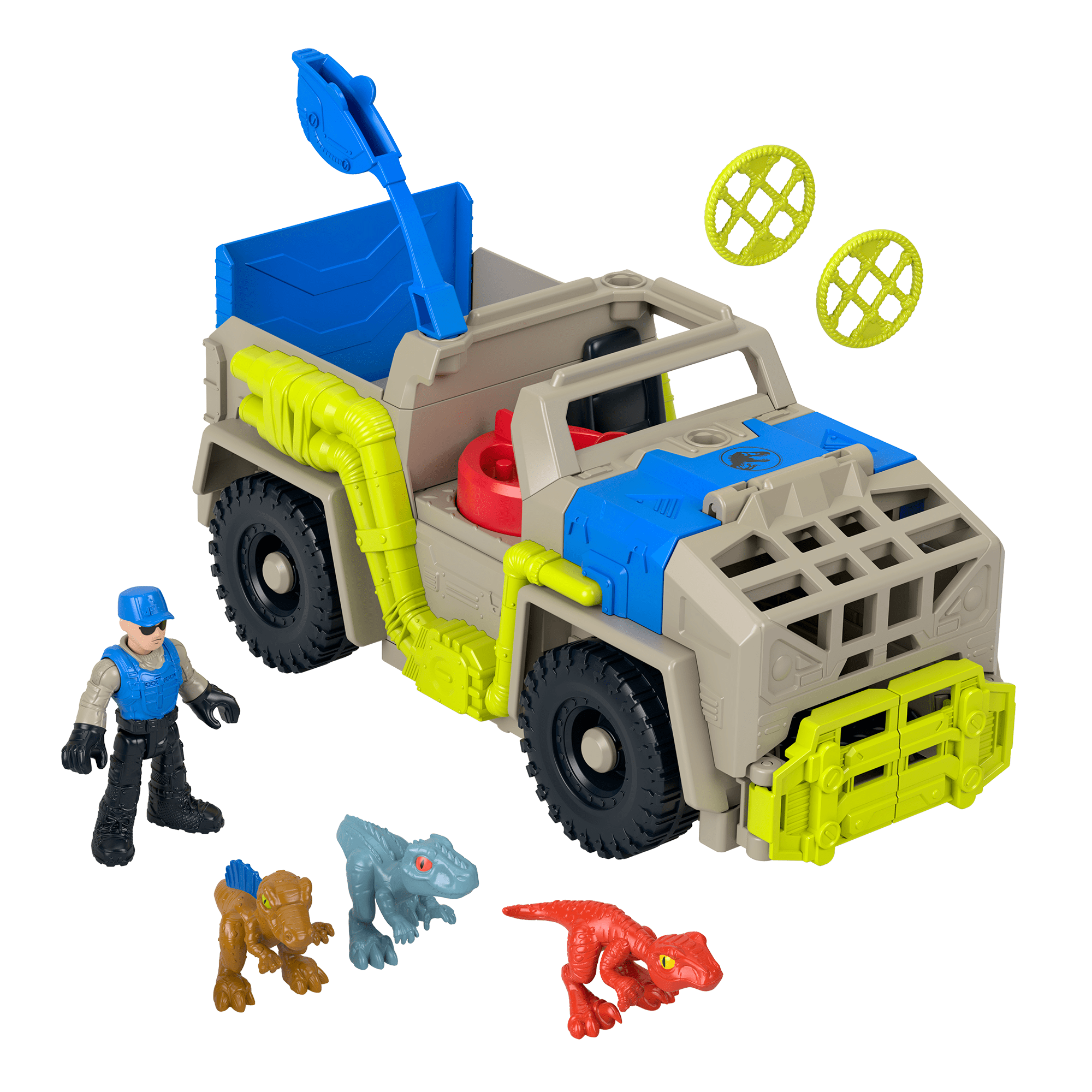 m7gjsdvy1tuwnu1skj89_a8b8c6fc-470a-4400-baf4-4acaf12714c9 Imaginext Jurassic World Track & Transport Dino Truck Vehicle & Figure Set, 8 Pieces - Image 1