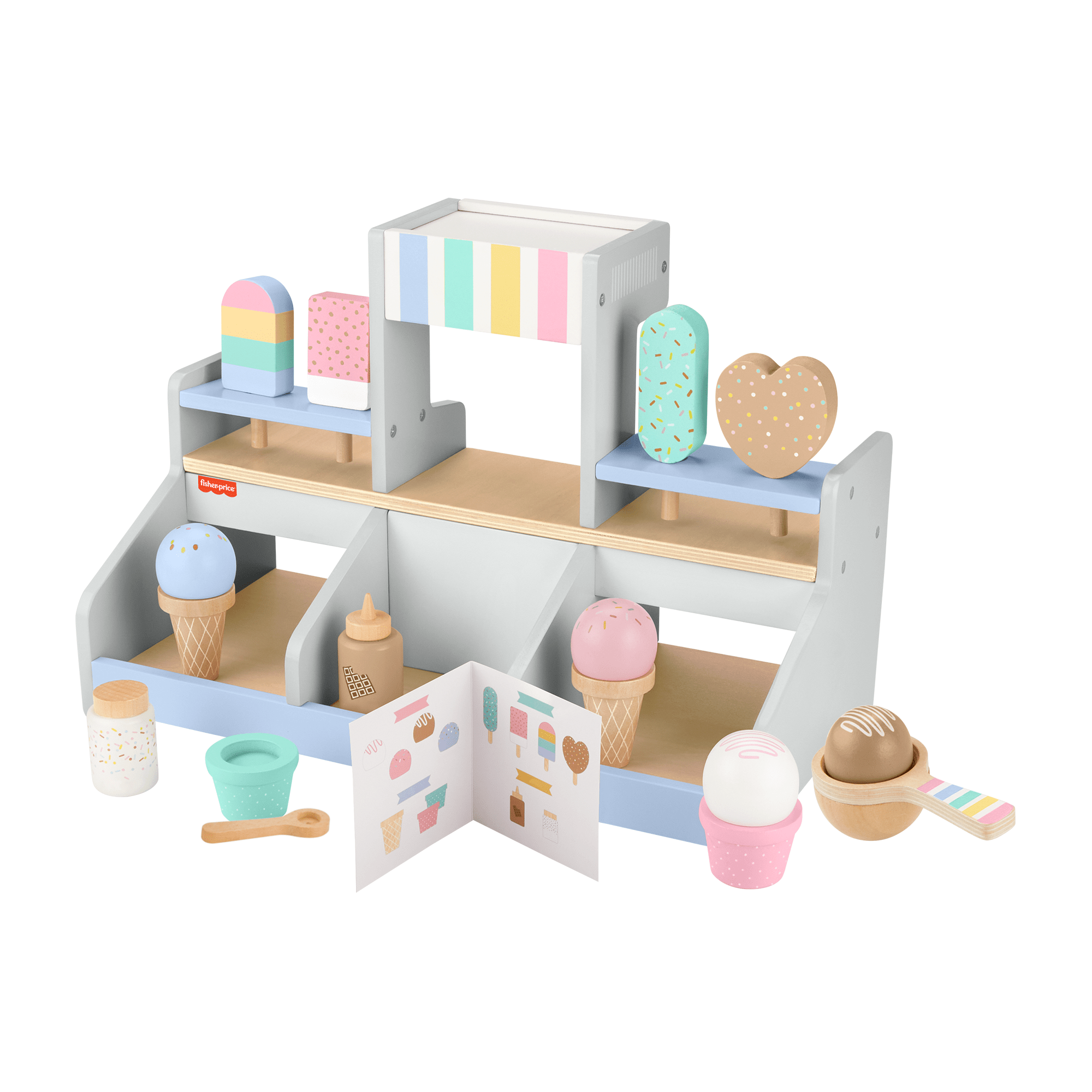 mfhuesx8g3wg6evbu0zx_9a7e5296-29cb-4d40-99ff-e8fe65324d22 Fisher-Price Wooden Ice Cream Shop Set For Preschool Pretend Play, 18 Wood Pieces - Image 1