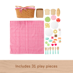 Fisher-Price Wood Pretend Play Toy Picnic Basket, 31-Piece Wooden Food Playset For Preschool Kids Ages 3+ Years - Image 3