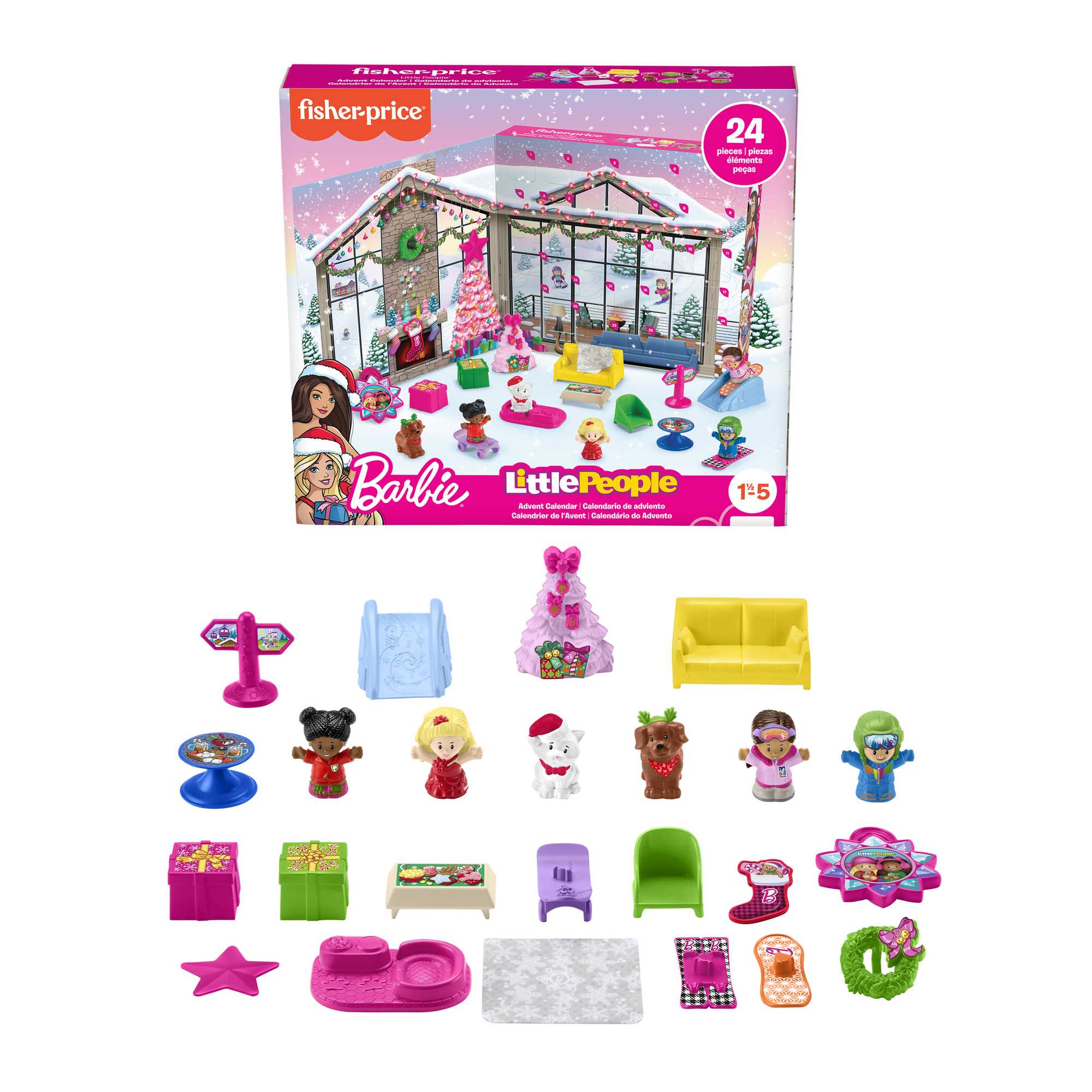 p1cjmgdrno80wzfbspph_4699efe0-0e09-49fe-9c5c-184800ce49d2 Fisher-Price Little People Barbie Advent Calendar Playset, Christmas Gift For Toddlers, 24 Toys - Image 1