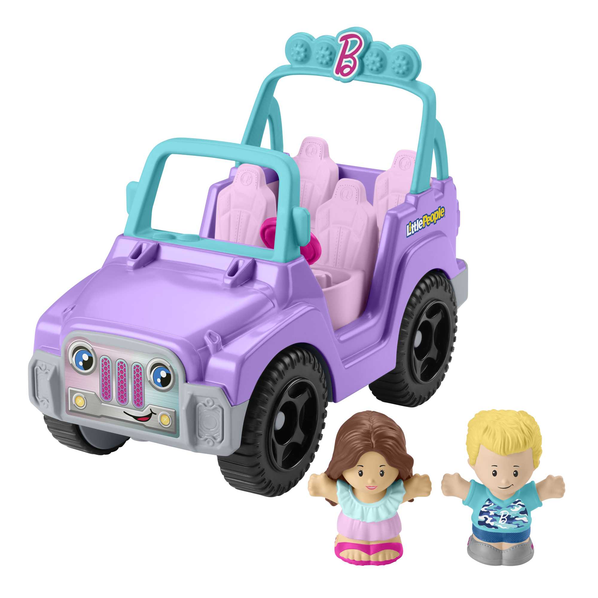 phqmtoqodulb6olzfriq Little People Barbie Toy Car With Sounds And 2 Figures, Beach Cruiser, Toddler Toys - Image 1