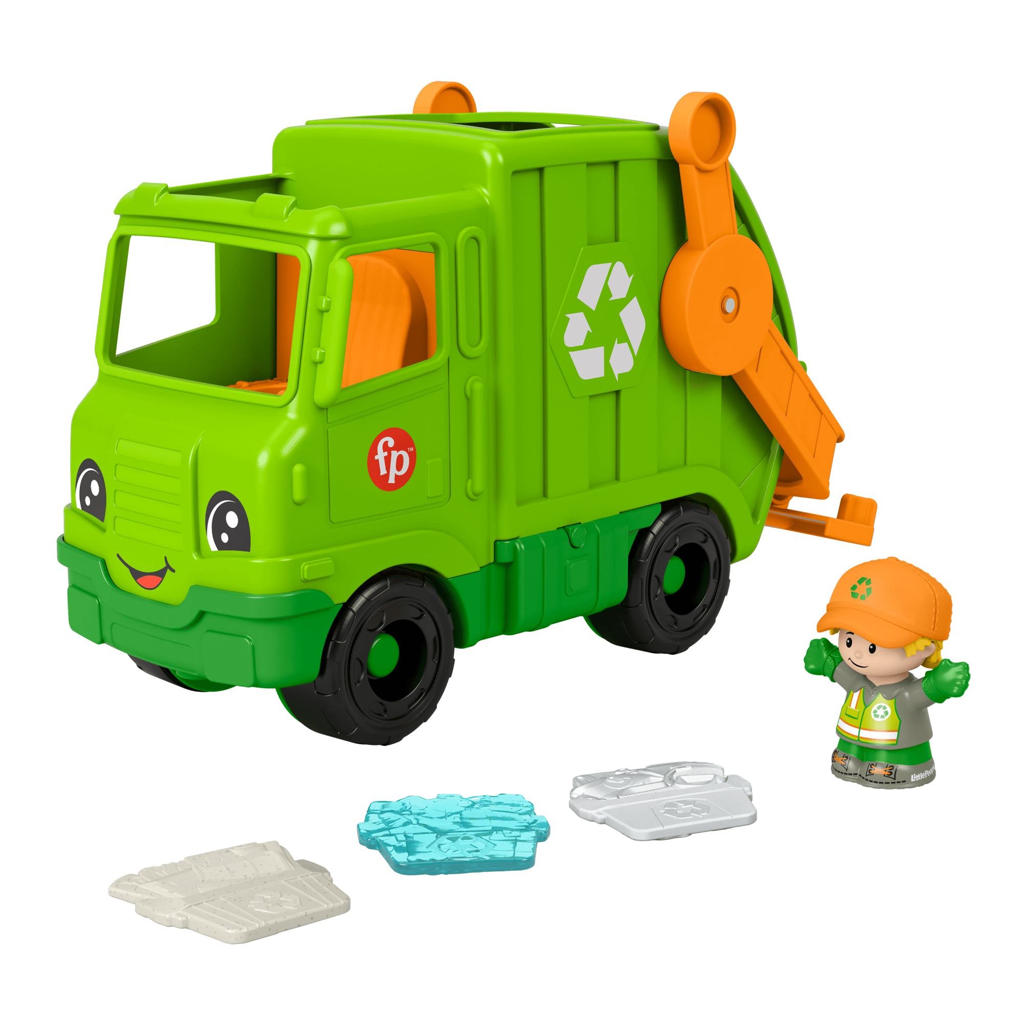 pjfgfjxcubtb0ogpecjd_66e7d32d-4a30-4d13-83c9-0adc156cdcf3 Fisher-Price Little People Recycling Truck Musical Toddler Garbage Toy Set, 5 Pieces - Image 1