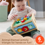 Fisher-Price Wooden Activity Triangle, 2-Sided Fine Motor Toy For Baby, 1 Wood Piece - Image 2