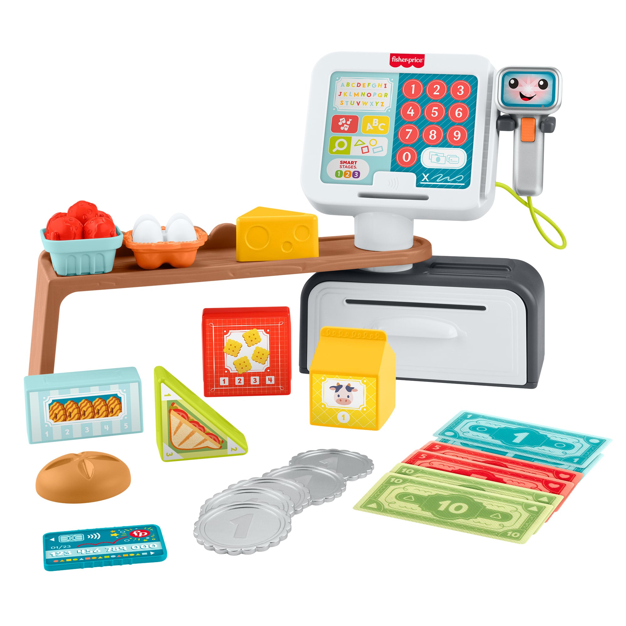 qtt4cslg1k47omzg0wdv Fisher-Price Laugh & Learn Count & Shop Cash Register Electronic Toddler Learning Toy, 20 Pieces - Image 1