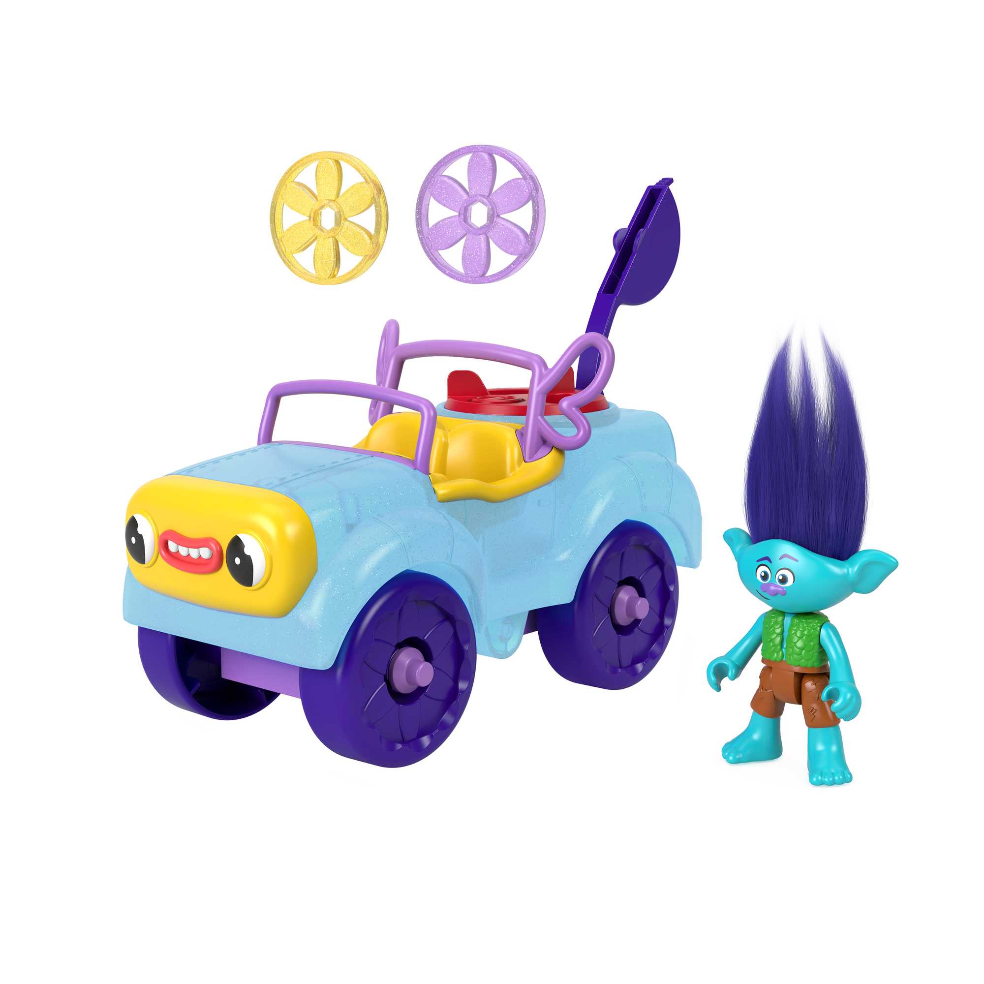 qztio1ivgrhete9itqej Imaginext Dreamworks Trolls Branch Figure And Buggy Toy Car With Projectile Launcher, 4 Pieces - Image 1