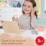 Fisher-Price Wood Pretend Play Work From Home Set, 9-Piece Office Playset With Wooden Toy Laptop & Phone For Preschool Kids Ages 3+ Years - Image 2