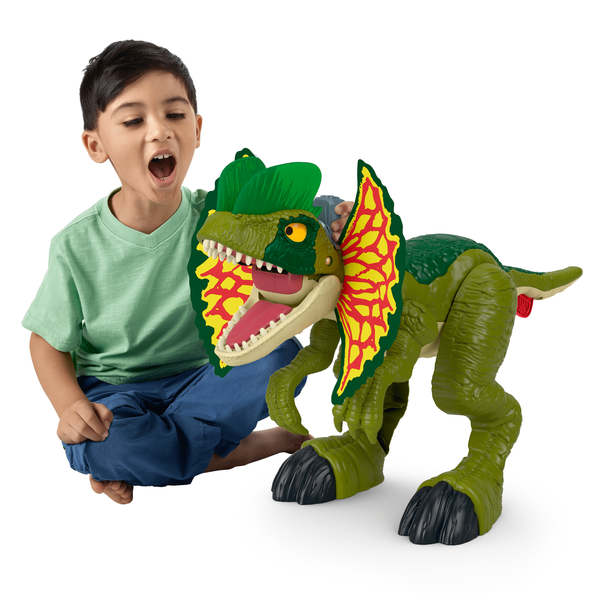 ucorgfcpcvp8jcoklwlx Imaginext Jurassic World thrash Attack Dilophosaurus Dinosaur Toy With Lights & Sounds For Kids - Image 1