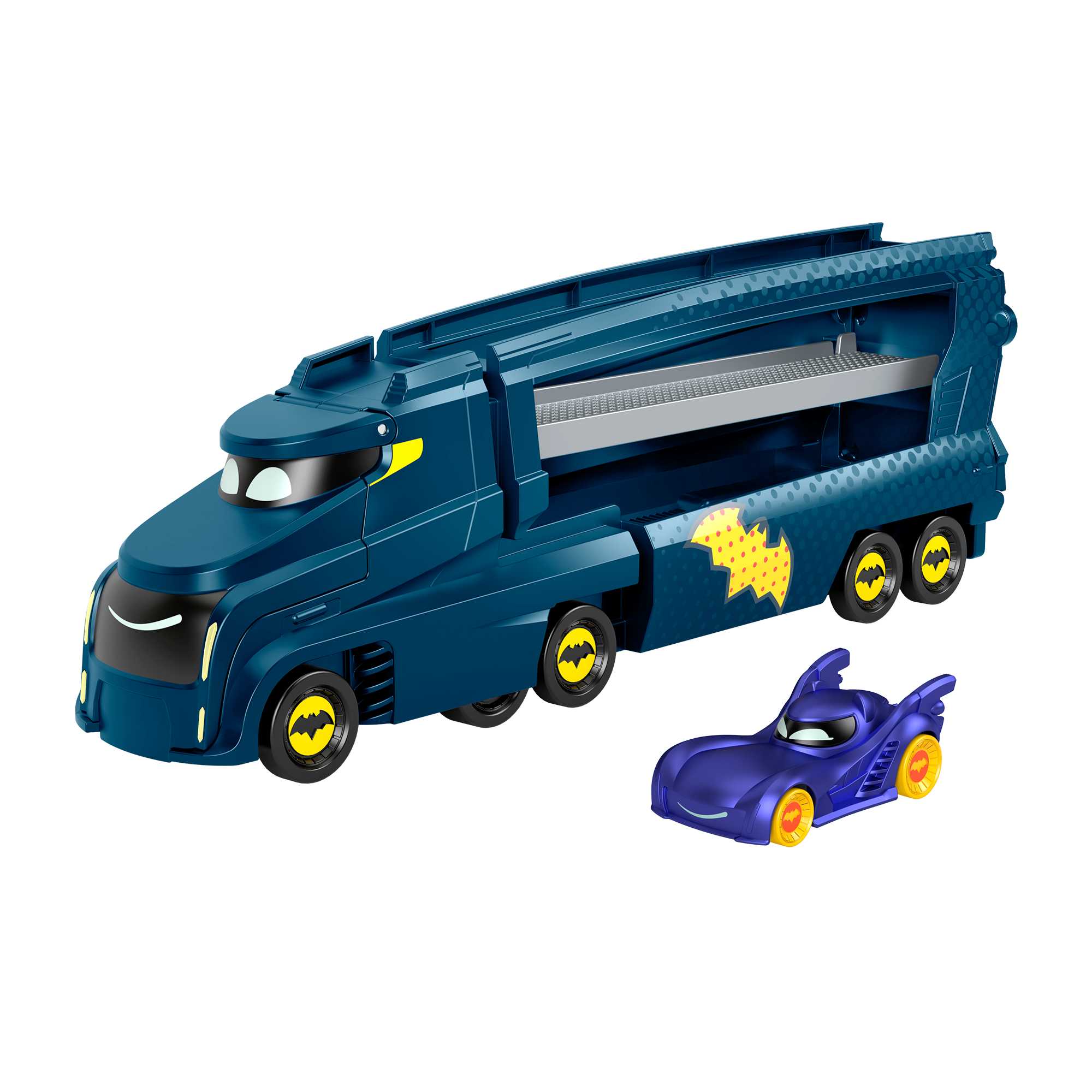 v7cylydxtdwxy1nph4rm Fisher-Price DC Batwheels Bat-Big Rig Toy Hauler & Car With Ramp & Vehicle Storage - Image 1
