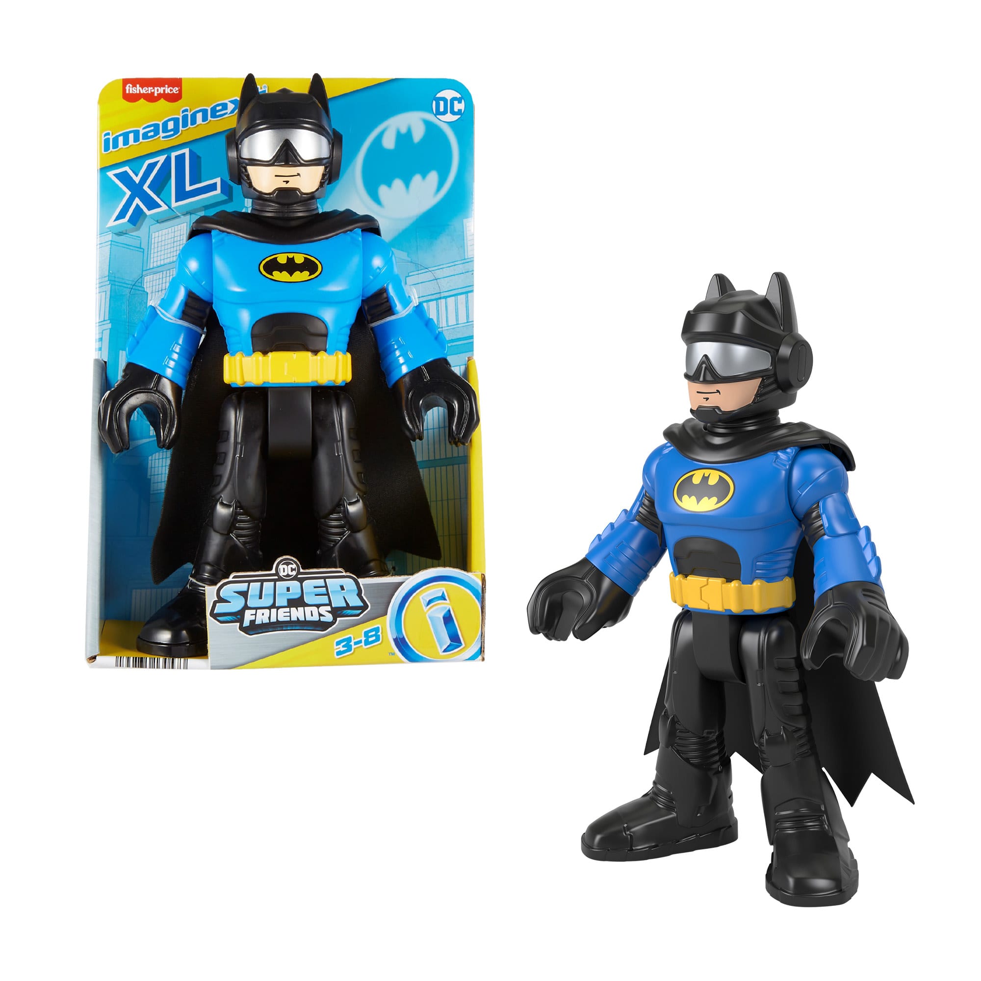 xhg7oepfgufjuyxafrq1 Imaginext DC Super Friends Batman Figure, 10-inch Poseable Preschool Toy, Biker Blue - Image 1