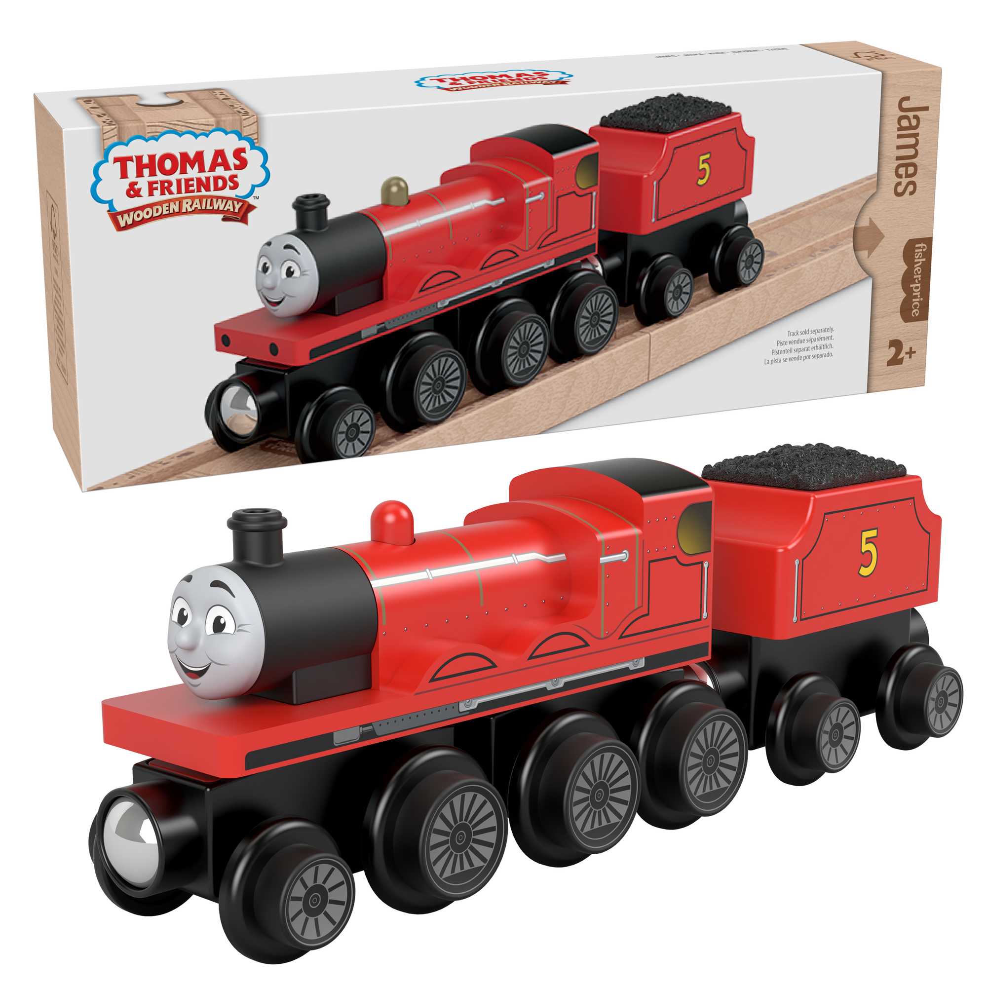 xrtd1uuyrnnm1cc3atum Fisher-Price Thomas & Friends Wooden Railway James Engine And Coal-Car - Image 1