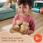 Fisher-Price Wooden Coffee To Go Set, Preschool Café Shop Playset, 15 Wood Pieces - Image 2