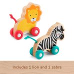 Fisher-Price Wooden Push Along Animals, Lion & Zebra Toy Vehicles For Baby Crawling Play - Image 5