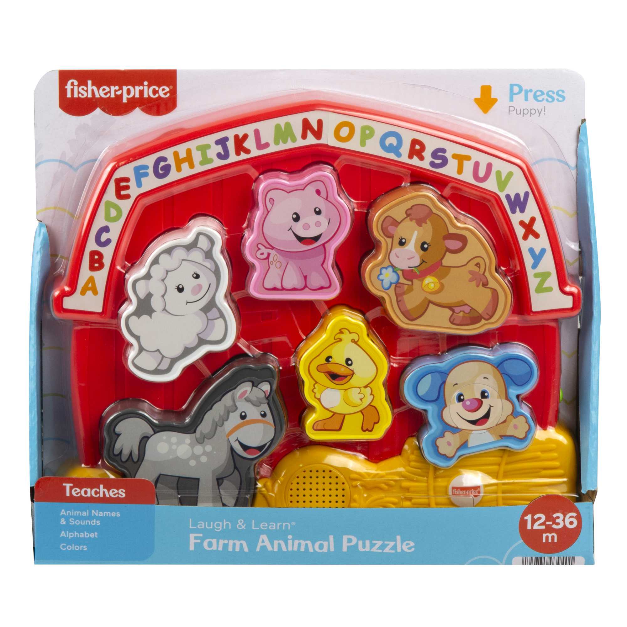 yr2tltxm4gosjviggorh_87d50f7a-fdbd-46d8-8c6e-d99305f38f32 Fisher-Price Laugh & Learn Farm Animal Puzzle Shape Sorting Baby Toy With Music & Sounds - Image 1