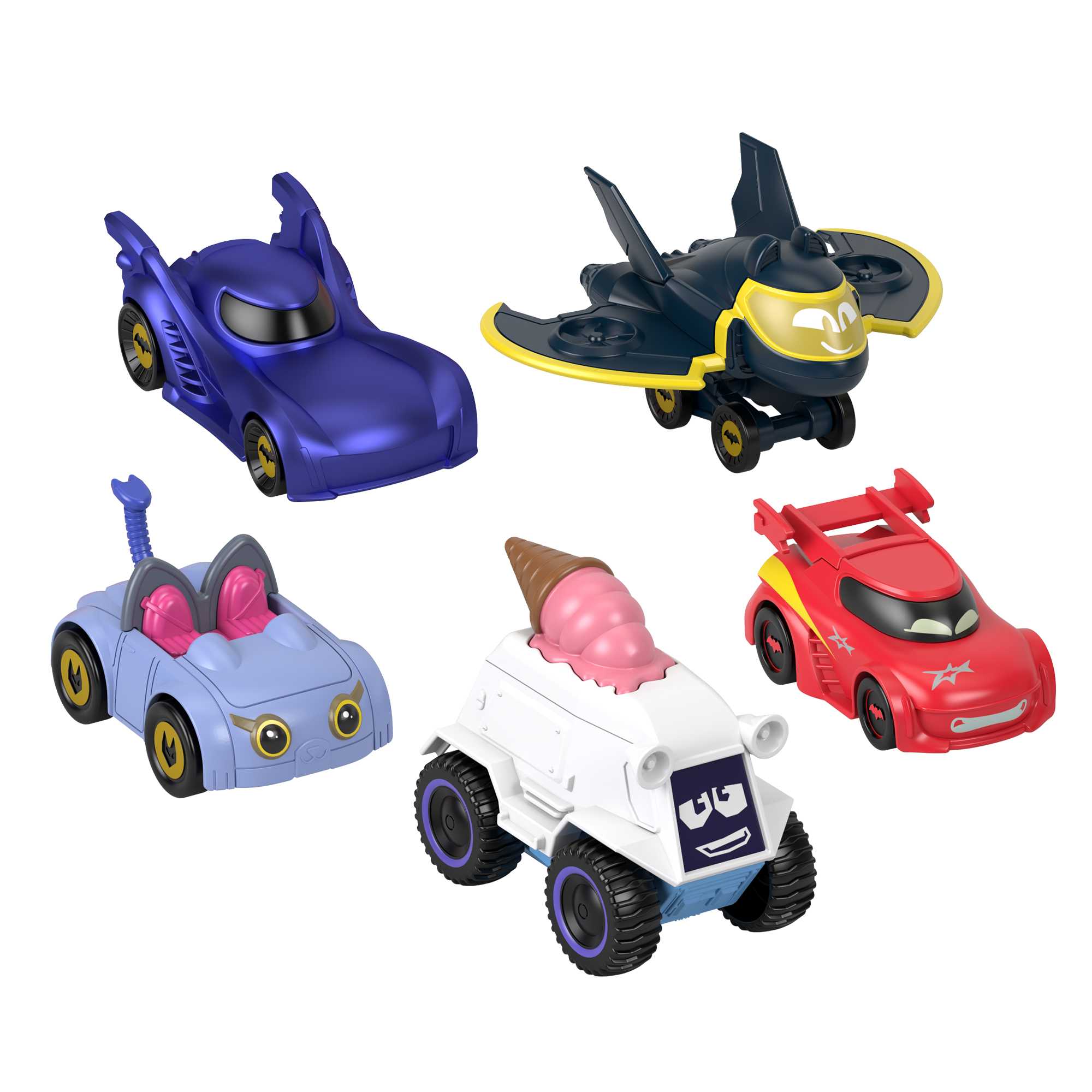 yydav3a6jotztgczrsqp_b5666e70-216b-4e8a-a9f3-a3d29d145ec2 Fisher-Price DC Batwheels 1:55 Scale Vehicle Multipack, Batcast Metal Diecast Cars, 5 Pieces - Image 1