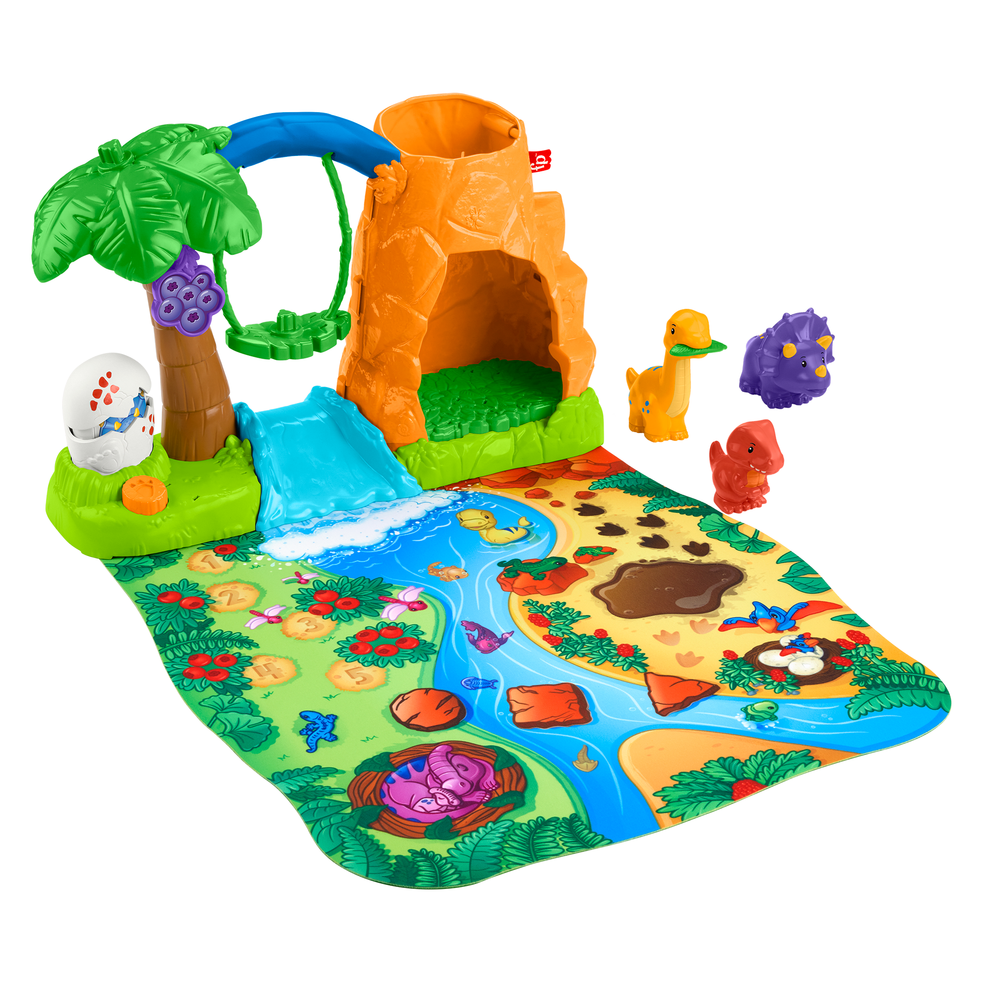 z7ntgwti1evw2gdonax8_fa4fa2a5-e588-459d-8562-a3813793e96b Fisher-Price Little People Dinosaur Village & Play Mat Toddler Playset, 3 Toy Figures - Image 1