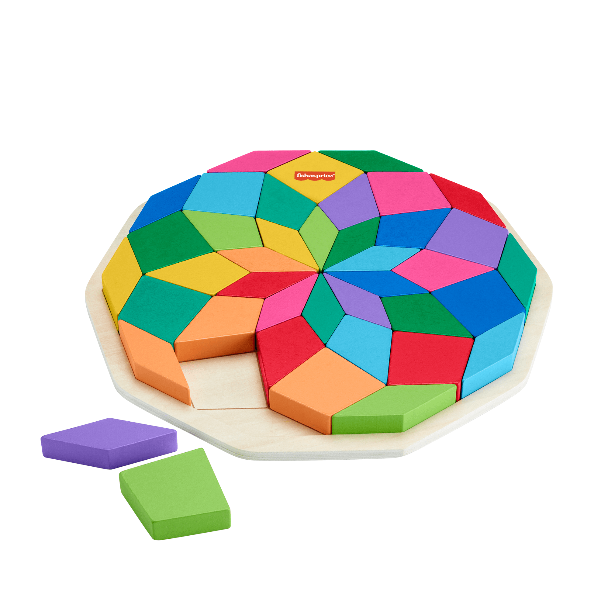 zmraxrznb6aqxsyrddxz_7a0a159f-d56a-48f2-bfd1-64ade68a496e Fisher-Price Wooden Mandala Geometric Puzzle For Toddlers & Kids, 40 Wood Pieces - Image 1