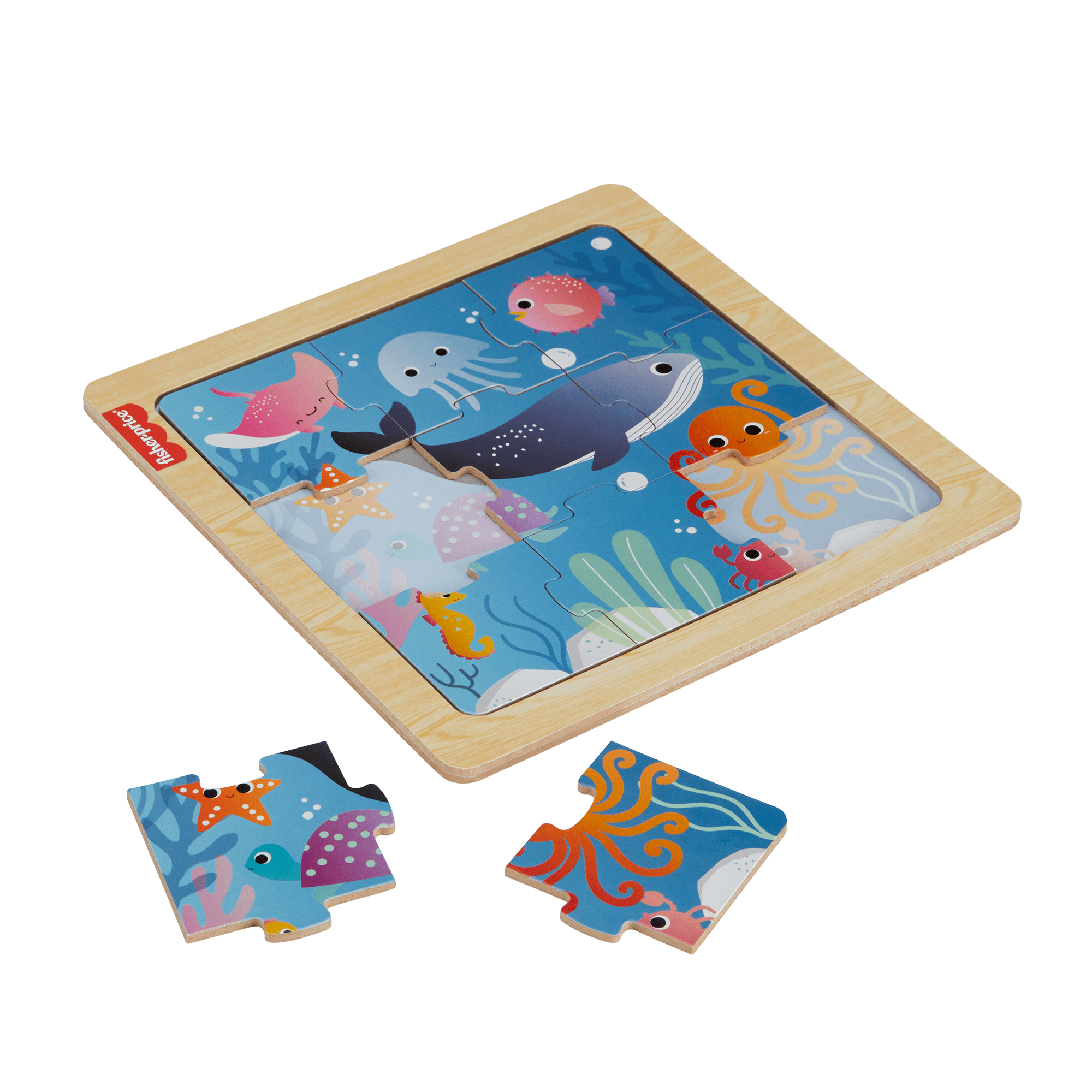zzpebip8krmhy0e3rhvw_3a59b15f-d90e-4dd7-aa73-c4e1bf31e689 Fisher-Price Wooden Jigsaw Puzzle Ocean Sea Theme For Toddlers & Preschool Kids, 9 Wood Pieces - Image 1